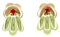 Vintage Retro Moderne Flower Burst Earrings in 14 Karat Rose and Yellow Gold