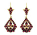Victorian Bohemian Garnet Leaf Drop Earrings in 14 Karat Yellow Gold and Sterling Silver Vermeil