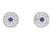 Art Deco Blue Sapphire Stud Earrings in 18 Karat White Gold