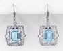 Art Deco Filigree Blue Topaz Drop Earrings in Sterling Silver