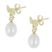 Mid-Century Bows and Pearls Drop Earrings in 14 Karat Yellow Gold