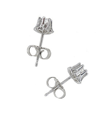 1960's Vintage Style 1/3 Carat Total Weight Buttercup Diamond Stud Earrings in 14 Karat White Gold - alternate view