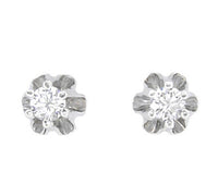 1960's Vintage Style 1/3 Carat Total Weight Buttercup Diamond Stud Earrings in 14 Karat White Gold