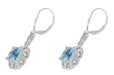 Art Deco Filigree Cushion Cut Sky Blue Topaz Drop Dangle Earrings in Sterling Silver