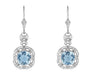 Art Deco Filigree Cushion Cut Sky Blue Topaz Drop Dangle Earrings in Sterling Silver