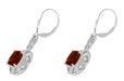 Art Deco Filigree Cushion Cut Almandine Garnet Drop Earrings in Sterling Silver