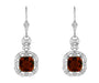 Art Deco Filigree Cushion Cut Almandine Garnet Drop Earrings in Sterling Silver