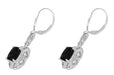 Filigree Cushion Cut Black Onyx Art Deco Drop Earrings in Sterling Silver
