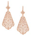 Edwardian Scalloped Leaf Dangling Sterling Silver Filigree Earrings with Rose Gold Vermeil