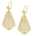 Scalloped Leaf Dangling Sterling Silver Filigree Edwardian Earrings with Yellow Gold Vermeil