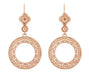 Art Deco Circle of Love Drop Dangle Filigree Earrings - Rose Gold Vermeil Over Sterling Silver