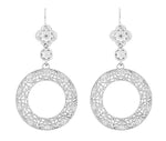 Circle of Love Art Deco Sterling Silver Drop Dangle Filigree Earrings