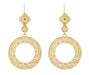 Art Deco Circle of Love Sterling Silver Drop Dangle Filigree Earrings with Yellow Gold Vermeil