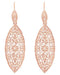 Art Deco Rose Gold Vermeil Dangling Leaf Sterling Silver Filigree Diamond Earrings