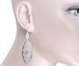 Sterling Silver Art Deco Dangling Leaf Filigree Diamond Earrings