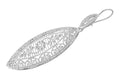 Sterling Silver Art Deco Dangling Leaf Filigree Diamond Earrings