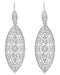Sterling Silver Art Deco Dangling Leaf Filigree Diamond Earrings
