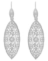Sterling Silver Art Deco Dangling Leaf Filigree Diamond Earrings