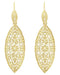 Art Deco Dangling Leaf Sterling Silver Filigree Diamond Earrings with Yellow Gold Vermeil
