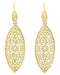 Art Deco Dangling Leaf Sterling Silver Filigree Diamond Earrings with Yellow Gold Vermeil