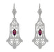 Art Deco Geometric Rhodolite Garnet Dangling Filigree Earrings in Sterling Silver