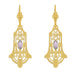 Art Deco Geometric Rose de France Amethyst Dangling Filigree Earrings in Sterling Silver with Yellow Gold Vermeil
