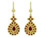 Victorian Bohemian Garnet Teardrop Earrings in 14K Yellow Gold and Sterling Silver Vermeil
