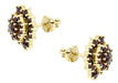 Czech Bohemian Garnet Victorian Stud Earrings in 14K Yellow Gold and Sterling Silver Vermeil