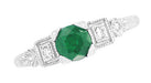 Top View of Art Deco Emerald Engagement Ring - R155