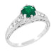 Art Deco Emerald and Diamond Filigree Engagement Ring in Platinum