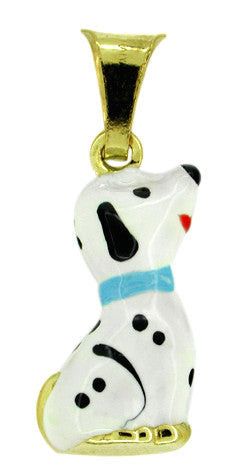 Enameled Dalmatian Charm in 14 Karat Gold