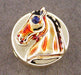 Enameled Horse Slide with Sapphire Eye in 14 Karat Gold