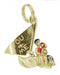 Enameled Movable Dutch Clog Sailboat and Lovers Vintage Charm in 14 Karat Gold
