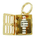 Enameled Movable Jail Cell and Prisoner Charm in 14 Karat Gold