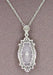 Art Deco Filigree Crystal and Diamond Set Pendant Necklace in Sterling Silver