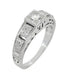 Art Deco White Gold Filigree Tiered Diamond Engagement Ring - Low Profile