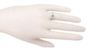 Art Deco Emerald Scrolls Engraved Filigree Engagement Ring in 14 Karat White Gold