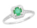 Art Deco Emerald Scrolls Engraved Filigree Engagement Ring in 14 Karat White Gold
