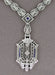 Art Deco Filigree Drop Pendant Necklace Set with Sapphire and Diamonds in Sterling Silver