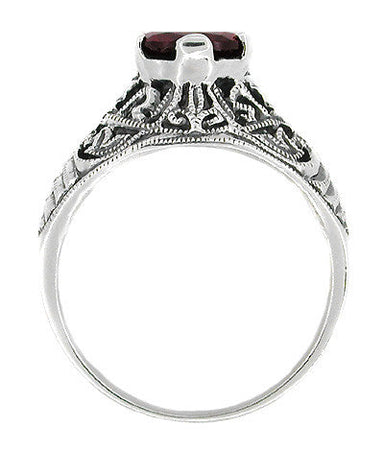 Edwardian Filigree Almandine Garnet Ring in Sterling Silver | 1.40 Carats - alternate view