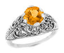 Edwardian Filigree 1 Carat Citrine Promise Ring in Sterling Silver