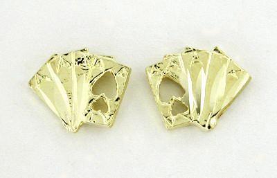 Four Aces Stud Cards Earrings in 14 Karat Yellow Gold
