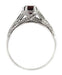 Art Deco Filigree Engraved Almandine Garnet Promise Ring in Sterling Silver