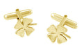 Lucky Four Leaf Clover Cufflinks in 14 Karat Yellow Gold