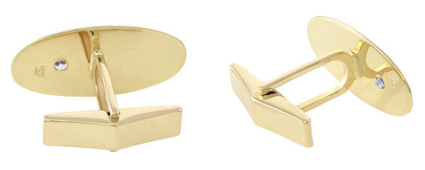 Vintage Mid Century Modern 1950's Starburst Blue Sapphire Cufflinks in 14 Karat Yellow Gold - Item: GCL156 - Image: 3