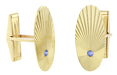 Vintage Mid Century Modern 1950's Starburst Blue Sapphire Cufflinks in 14 Karat Yellow Gold