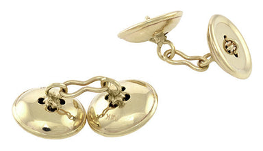 Vintage 1950's Threaded Button Cufflinks in 14 Karat Yellow Gold - alternate view
