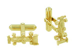 Race Car Cufflinks in 14 Karat Yellow Gold