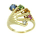 Vintage Rainbow Hand Ring Set with Blue and Pink Sapphires, Peridot, Citrine, and Diamond in 14 Karat Gold