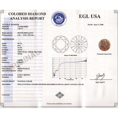 1.00 Carat Brown Sugar Color Natural Fancy Loose Brown Diamond | Round Brilliant SI2 Clarity - alternate view